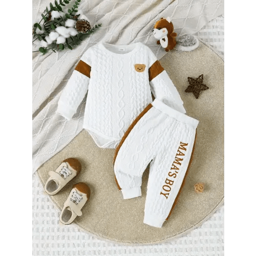 baby boy bodysuit pants set "" "" pattern - Temu