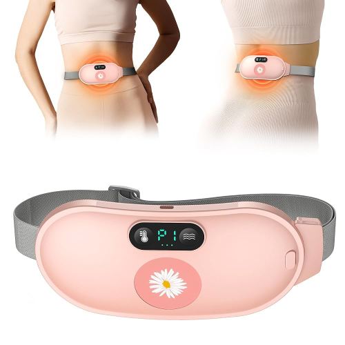 Koonie Cordless Heating Pad for Cramps Relief, 2500mAh Rechargeable Battery, 4-6h Using Time,Portable Heating Pad with 6 Heat & 6 Vibration Modes,1h Auto Shut-Off, Period Massager for Women Girls,Pink