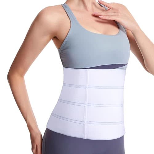 Cozyhealth Elastic Universal Post Surgery Abdominal Binder Lower Waist Support Belt, Wide Belly Girdle Postpartum Stomach Surgical Compression Belly Band for Men and Women (4 Panel - 12", Medium)