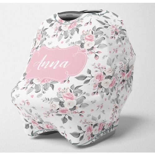 Personalized Car Seat Canopy, Girl Stretchy Car seat Cover, Personalized Floral Carseat 4 in 1 Cover, Girl Carseat Canopy, Nursing Cover