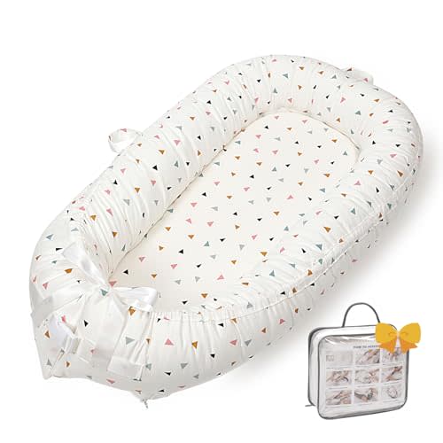 Baby Lounger-Baby Lounger for Newborn,Breathable & Soft Baby Nest Cover Co-Sleeping for Baby 0-24 Months, Babies Essentials Gifts Portable Infant Lounger,Bionic Design Baby Lounger(Triangle)
