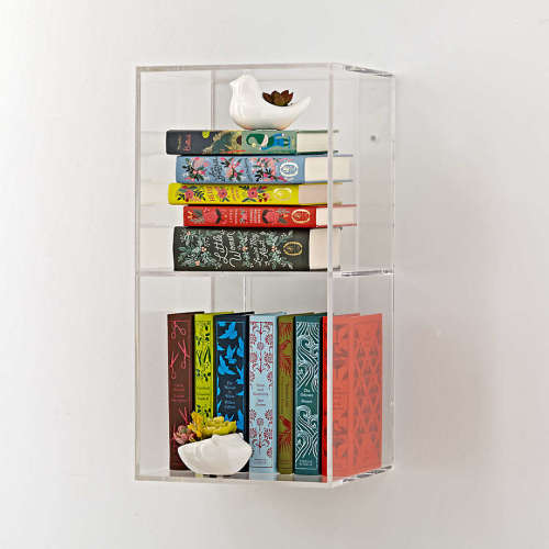 Now You See It Clear Acrylic 2-Bin Floating Shelf Bookcase