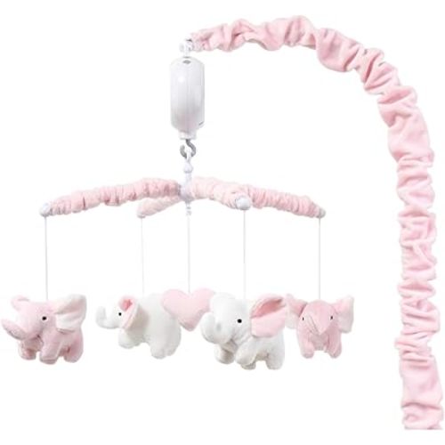 The Peanutshell Crib Mobile for Girls - Soft Pink Musical Baby Crib Mobile with 12 Lullabies, Cute Elephant Baby Mobile Crib Pink Elephant Nursery Decor