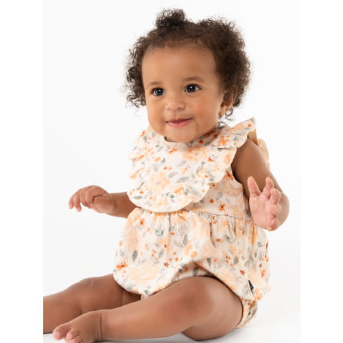 Modern Moments by Gerber Baby Girl Bubble Romper with Flutter Sleeves, Sizes 0/3 Months - 24 Months