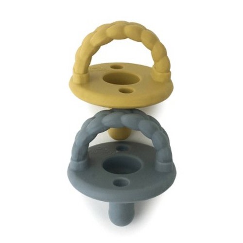 Itzy Ritzy Sweetie Silicone - Soother Pacifier - 2pk, Color: Dark Gray and Mustard Braids