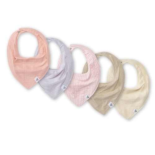 Burt's Bees Baby 5-Pack Bandana Bib Set with Snap Closure
