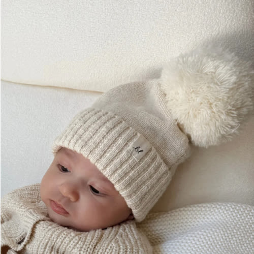Luna + Luca Pom Beanie - French Cream