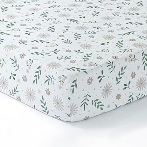 Dreamology Muslin Crib Sheet for Boys, Girls, 1-Pack, 100% Cotton Crib Sheets Fitted for Standard Cribs and Toddler Beds, Toddler Bed Sheets, 28x52 Standard Crib Sheet | Flowers