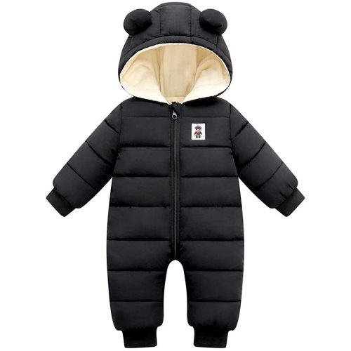 Fumdonnie Cute Baby Boys Snowsuit New Born baby girls Winter Coat Toddler Clothes - Black - 12-18 Months