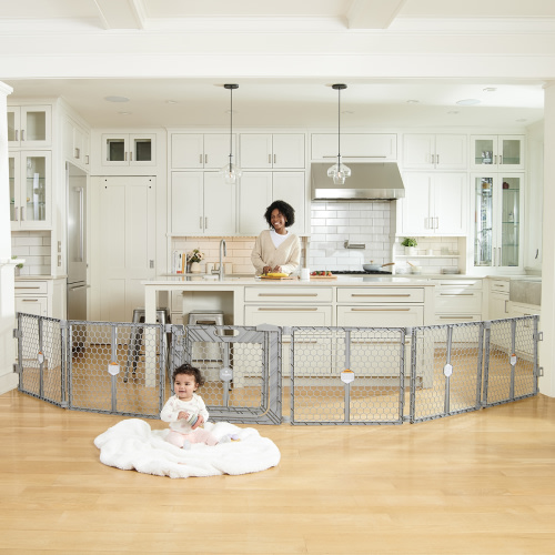 Regalo Superwide Plastic Gate & Play Yard with Door, Gray
