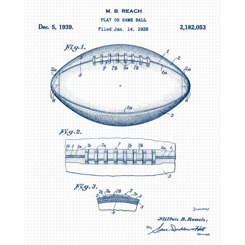 Classic Sports V2 Patent Prints, 4 Unframed Photos, Wall Art Decor Gift for Home Office Gears Garage Gym College Team Student Teacher Coach