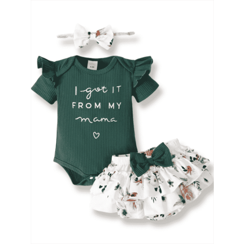 PatPat 3pcs Newborn Outfit 0-18 Month, Baby Girl Cotton Romper, Floral Shorts & Headband