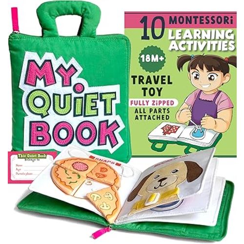 My Quiet Book - Toddler Plane Activities, Car Airplane Montessori Busy Board Book, Easter Basket Stuffers for Toddlers 1-3, Gifts for 1 2 3 4 Year Old Girl, Birthday Gifts Toys Age 2-4
