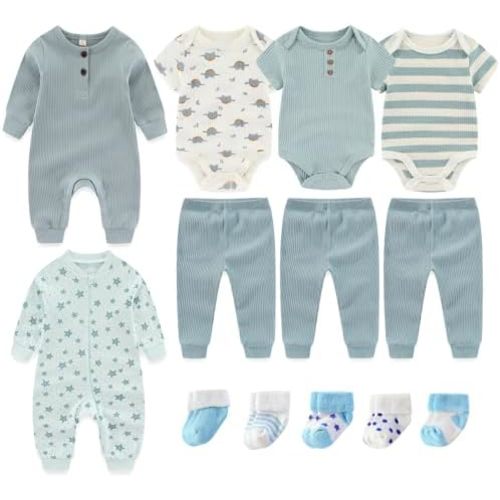 Baby Bodysuit and Pant Sets Ribbed Romper Soft Newborn Boy Girl Clothes Outfits Layette Gift Set