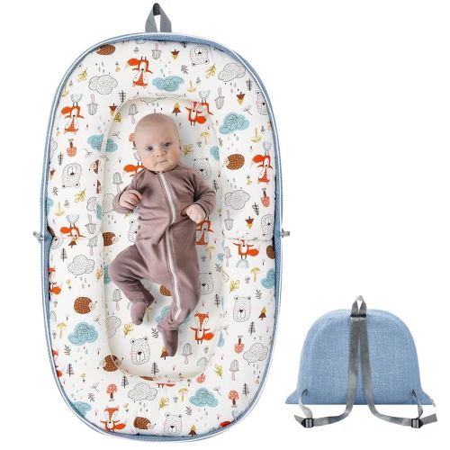 Baby Lounger, Foldable Babies Travel Loungers Converts to Backpack for Newborn Infant Babies 0-12 Months