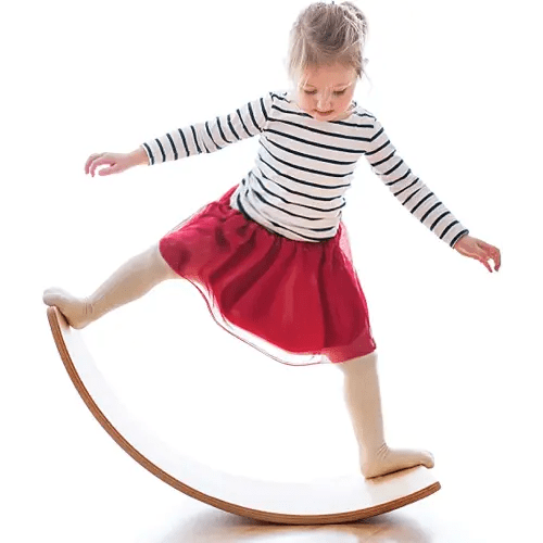 Gentle Monster Wooden Wobble Balance Board, 35 Inch Rocker Board Natural Wood, Kids Toddler Open Ended Learning Toy, Yoga Curvy Board for Office & Classroom Adult