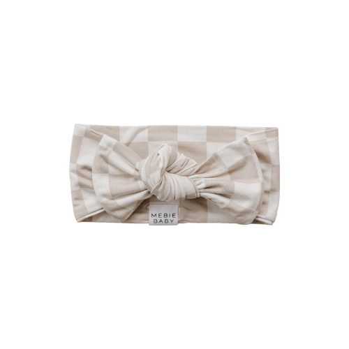 Taupe Checkered Bamboo Head Wrap