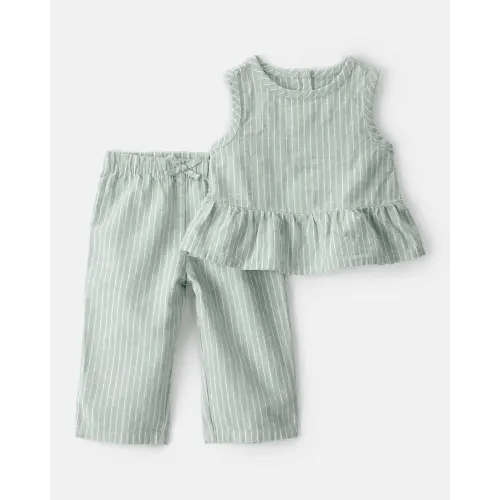Baby Girl 2-Piece Sleeveless Tee & Pant Set - Green | Carter's