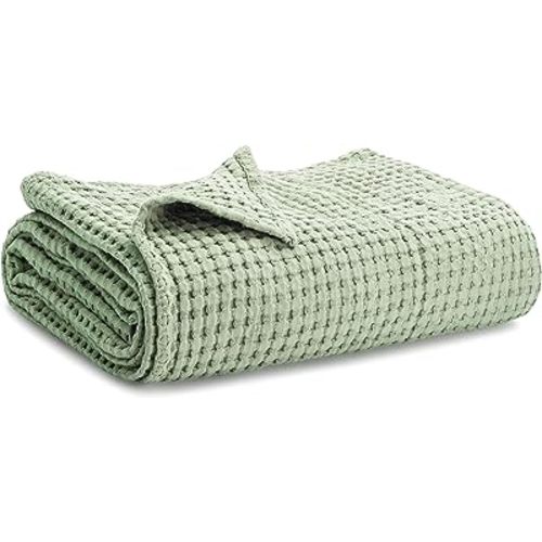 Comfy Cubs Waffle Weave Blanket - 40” x 40” Sage Waffle Baby Blanket for Bed, Couch, Crib and Stroller - 100% Cotton, Soft Textured Toddler Swaddle Blanket, Lightweight Baby Blanket for Boys & Girls