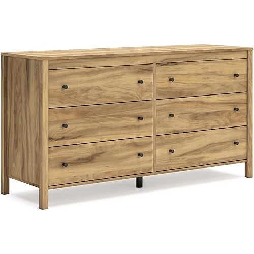 Signature Design by Ashley Bermacy Casual 6-Drawer Dresser with Safety Stop, Light Brown