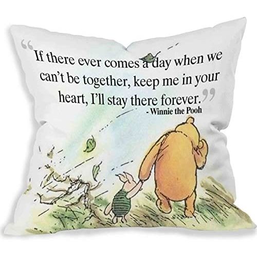 Cartoon Cute Love Quote Winnie The Pooh Decorative Polyester Pillow Case (18 x 18 Two Sides)