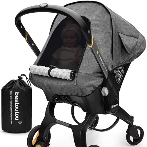 Waterproof Baby Car Seat Cover Compatible with Doona Car Seat and Stroller,Patented Windproof Car Seat Canopy for Boys & Girls, Keeps Babies Warm and Coz(Gray)