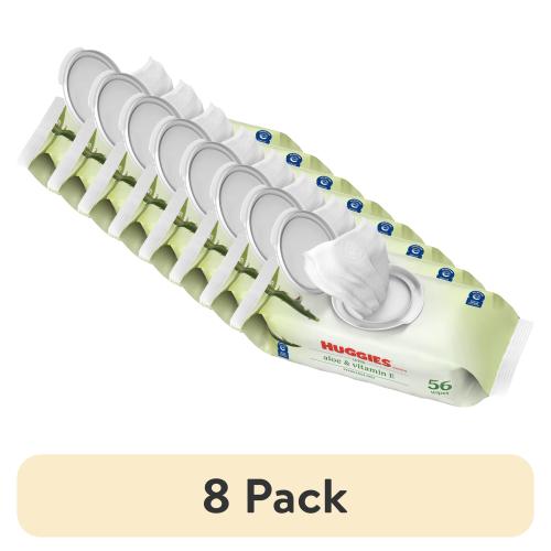 (8 pack) Huggies Aloe & Vitamin E Baby Wipes for Sensitive Skin, Unscented, 1 Flip-Top Pack, (176 Wipes)