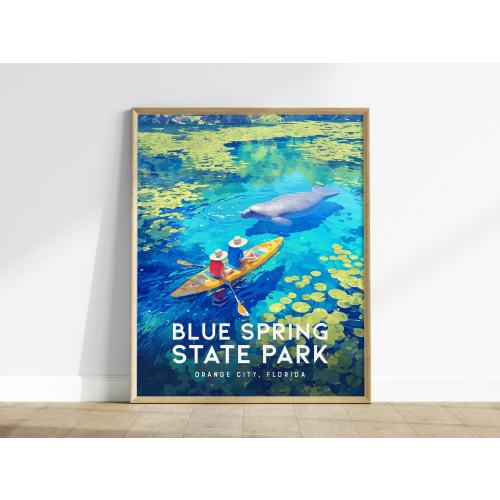 Blue Spring State Park, Orange City, Florida - Orlando Wall Art Manatee Wekiwa Springs Poster Central FL Travel Print Home Decor Kayak Gift
