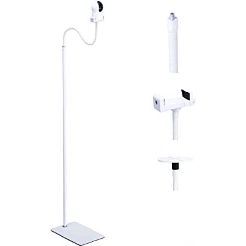 White Floor Holder Stand Mount with Clamp for Surveillance Camera, 3lb Sturdy Base,Height Adjustable 31.5-68.8",Compatible with Baby Camera Monitor/Security Camera