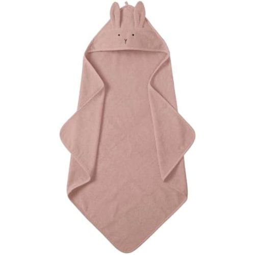 Denmark Premium Organic Cotton Baby Bath Towel – Hooded Toddler and Baby Towels for Newborn Girls – Super Soft and Absorbent, 32 x 32 (Rabbit - Blush )