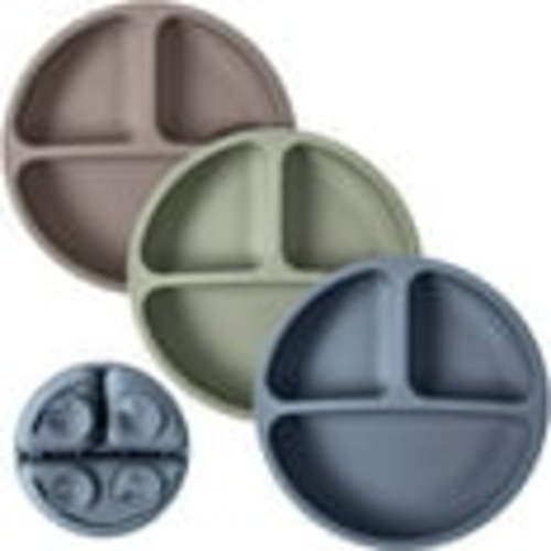 WeeSprout Suction Plates for Babies & Toddlers, 100% Silicone, Dinnerware Stays Put, 3 Pack