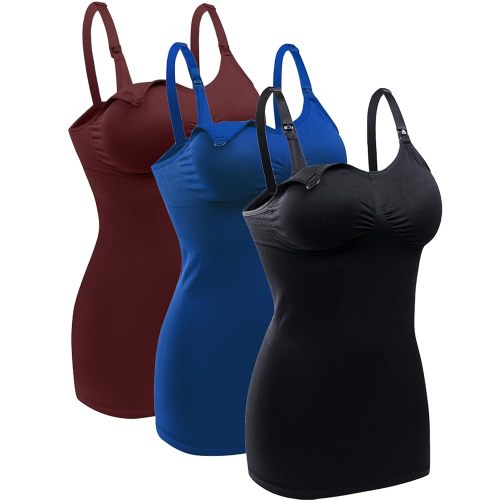 BRLIDO Womens Nursing Tank Tops Built in Bra for Breastfeeding Maternity Camisole Brasieres