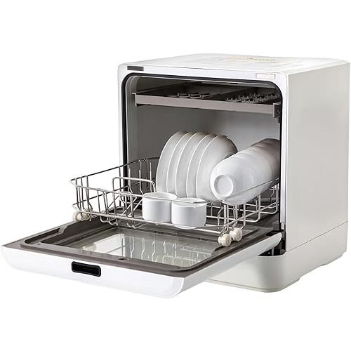 Portable Countertop Dishwasher, 110V 800W Mini Dishwasher with 6L Built-in Water Tank, 4 Washing Programs Countertop Dishwasher 158°F High-Temp & Air-Dry Function for Apartments Kitchen Dorm