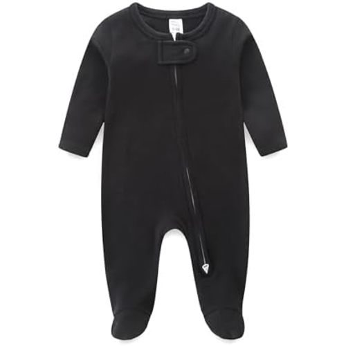 Baby Boy Baby Girl Pajamas 100% Cotton Romper One-Piece Outfits,Double Zipper Long Sleeve Footed Sleeper
