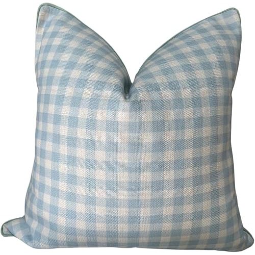 Charlie Pillow Cover Throw Pillow for Home Blue and White Gingham Pillow Premium Pillow Cover Grandmillennial Nursery Pillow