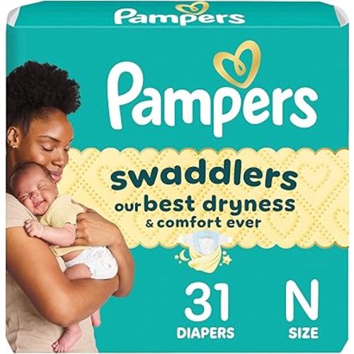 Pampers Baby Diapers - Swaddlers - Size 0, 31 Count, Ultra Absorbent Disposable Newborn Diaper