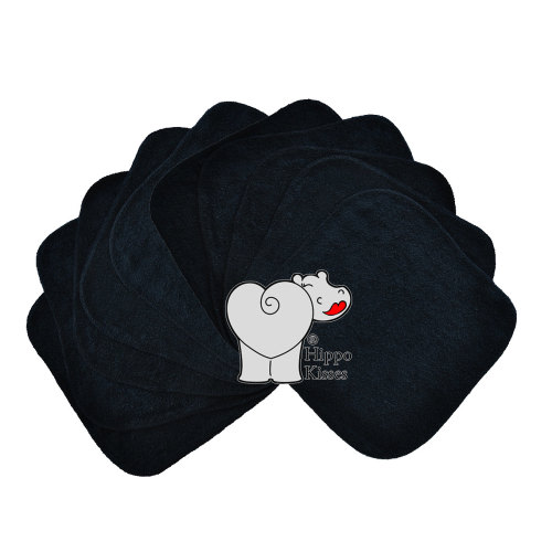 Baby Washcloths Black 10 Pack, Facial Cloths, Washable Sanitizing Wipes