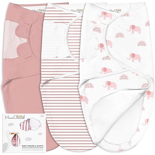 Mama Cheetah Baby Swaddle Blanket with Zipper, Newborn Swaddle Sack, Baby Swaddles Sleep Sack 0-3 Months, Baby Swaddle Wrap with Easy Change Zipper for Baby Boy & Girl, 3-Pack