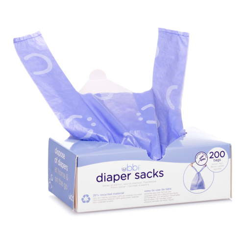 Ubbi Disposable Diaper Sacks, Lavender Scented, Baby Diaper Disposal Waste Bags, 200 Count