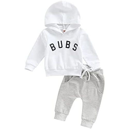 VISGOGO Toddler Baby Boy Fall Winter Clothes Set Letter Printed Long Sleeve Sweatshirt Tops + Pants 2Pcs Outfits