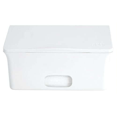 Ubbi Baby Wipes Dispenser | Baby Wipes Case | Baby Wipes Holder with Weighted Plate, Keeps Wipes Fresh and Non-Slip Rubber Feet, White
