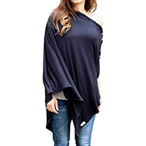 Byrd & Blume Super Soft Breastfeeding Cover, Nursing Cover, Shawl, Wrap, Scarf, Poncho, Swaddle, Stroller Blanket & Baby Car Seat Cover (One Size, Navy)