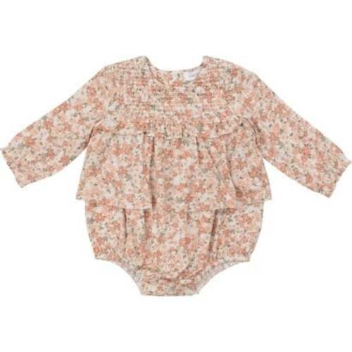 Sweet Rose Calico L/S Smocked Ruffle Bubble W/ Skirt, Pink - Angel Dear Dresses | Maisonette