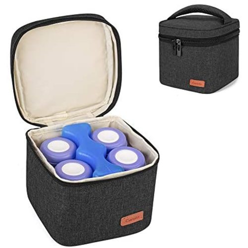 CURMIO Breastmilk Cooler Bag for Four Bottles up to 5 Oz, Insulated Baby Bottle Bag, Perfect for Daycare Travel Nursing Mom, Bag Only, Black