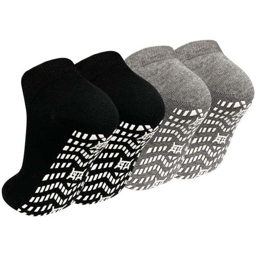 Non Slip Grip Socks, PUTUO Cotton Yoga Pilates Hospital Fitness Sports Socks for Women and Men with Grips, 4 Pairs, Size 11-13