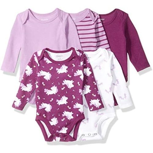 Hanes Baby and Toddler Ultimate Flexy Long Sleeve Bodysuit (5 Pack)