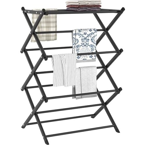 Household Indoor Folding Clothes Drying Rack, Dry Laundry and Hang Clothes,Towel Rack (Black)