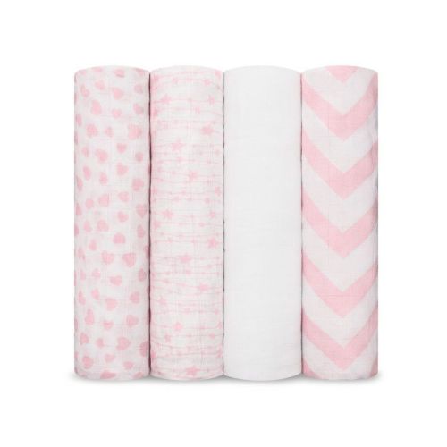 Muslin Swaddle Blankets Neutral Receiving Blanket for Boys and Girls by Comfy Cubs Cubs (Pink)