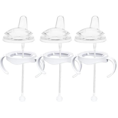 Sippy Cup Conversion Kit for Philips Avent Natural Baby Bottles, Soft Straw top and Weighted Straw Transition Kit with Handles for Kids, Pack of 3