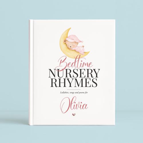 Personalized Nursery Rhymes Book for Baby Girl – Custom Name & Message – Pink Keepsake Gift for Newborn, Birthday, Toddler, Daughter, Shower